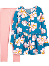 2 piece floral top and leggings